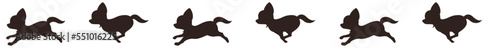 走る犬（チワワ）のシルエットエンドレスライン