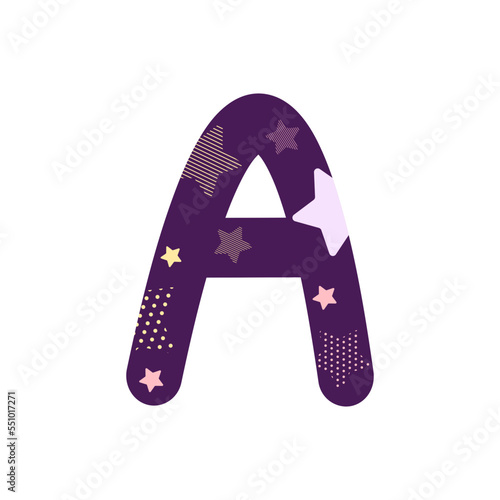 colorful cute star alphabet for decorating or printing for cards or banner