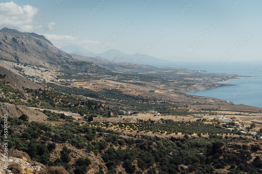 Epic view of the south coast of Crete, Greece. Mediterranean Sea