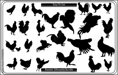 Fotobehang Vector illustration of a black cock silhouette,poultry chickens roosters