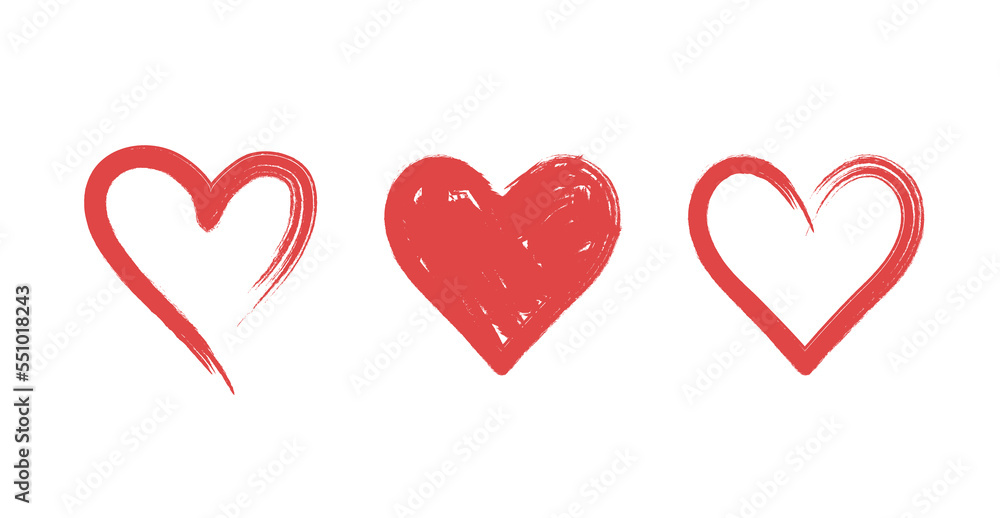 Heart hand drawn icons set.
Heart grunge illustrations.