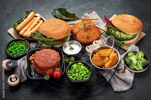 Fotografi Variety of plant based meat, food.