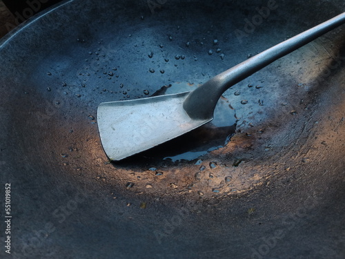 close up preparing the pan for cooking