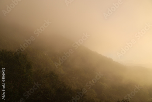 霧のかかる山