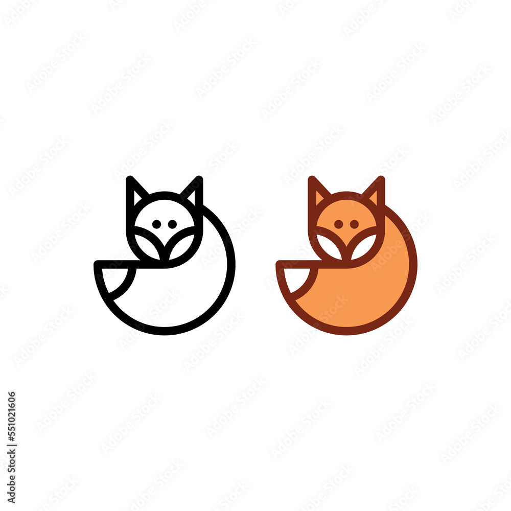 Fox Logo Design. Baby Fox Icon. Fox Vector Illustration