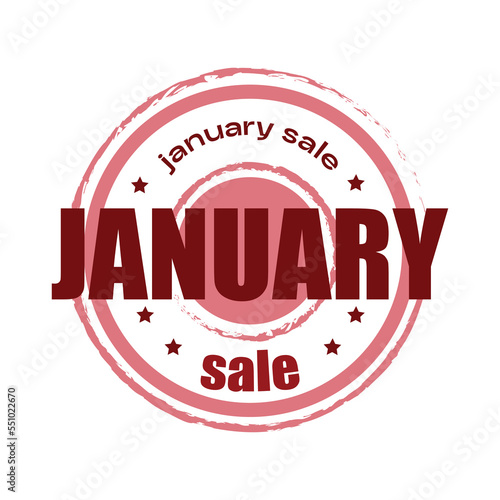 Red january sale sticker, label, badge and logo. Month sale icon design. Logo template with stars for promotion and promo sales. Vector illustration