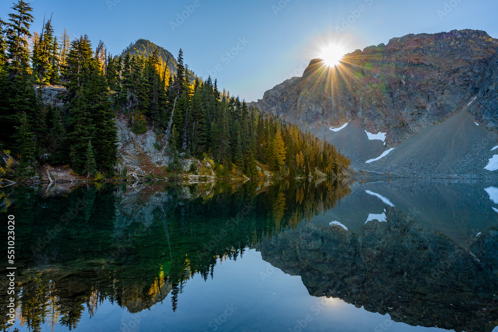 Landscape of Reflection with Morning Sun