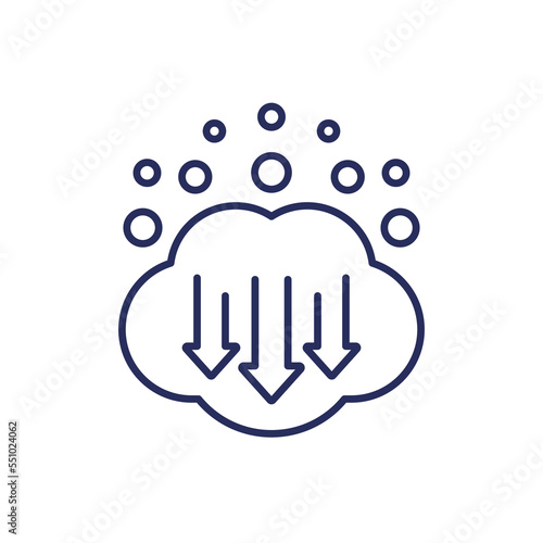 co2 gas, carbon emission reduction line icon