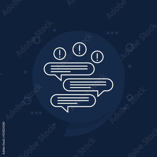 too many emails and messages line icon, vector