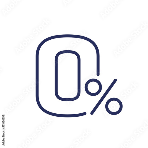 zero percent line icon, vector