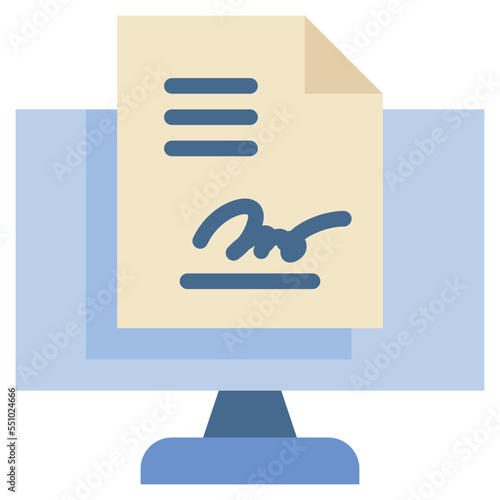 digital signature file icon flat style