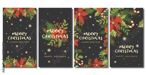 Christmas Roll Up Banner vector set of dark merry christmas banners hand drawn