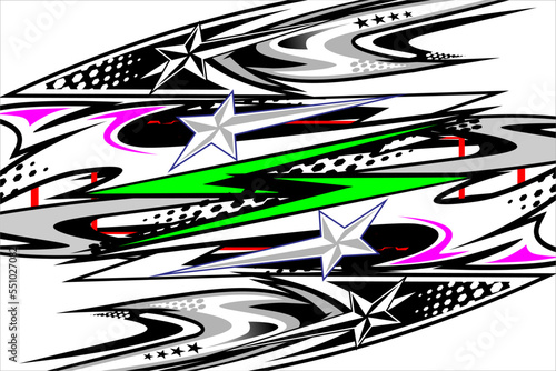 racing background vector design with a unique pattern, a combination of bright colors like green and others and the effect of stars and lines