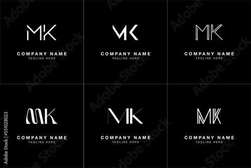 MK letter modern luxury logo in black and white color (bold and thin style)