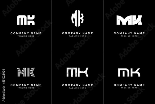 MK letter modern luxury logo in black and white color (bold and thin style)
