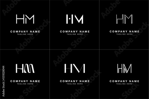 HM letter modern luxury logo in black and white color (bold and thin style)