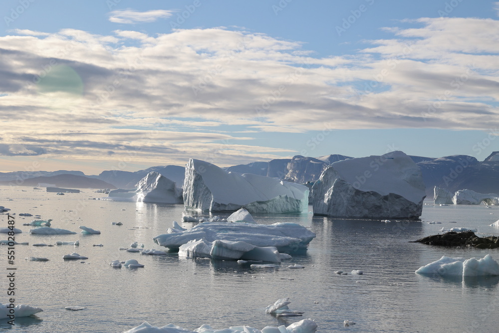 Greenland, Icebergs in Uummannaq Fjord, West Greenland, Denmark