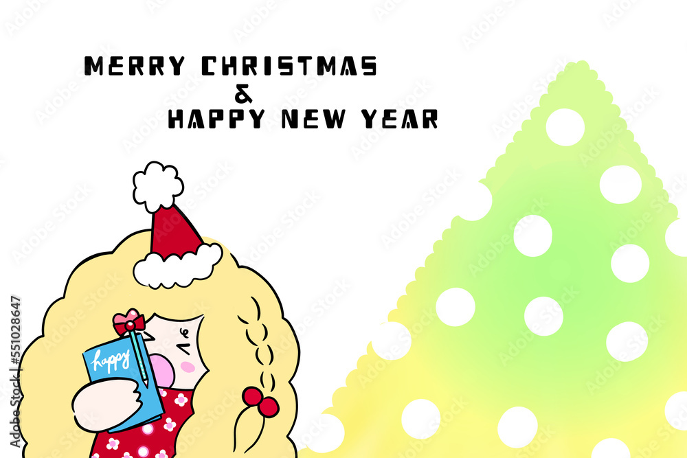 Fototapeta premium Merry Christmas and Happy New Year illustration Santa