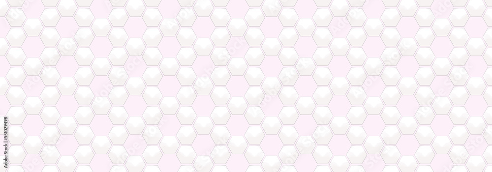 Embossed white hexagon on light pink backgrounds. Abstract tortoiseshell. Abstract honeycomb. Abstract pattern football