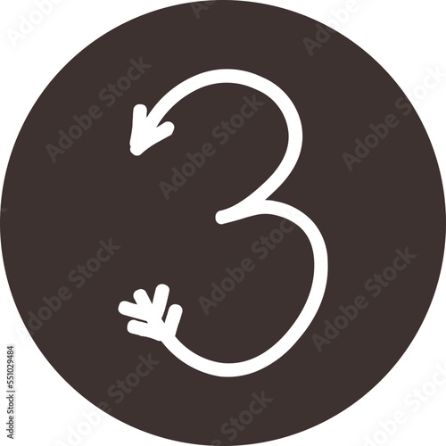Arrow direction alphabet flat 3 numeric letters
