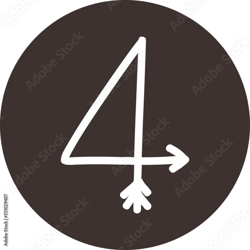 Arrow direction alphabet flat 4 numeric letters