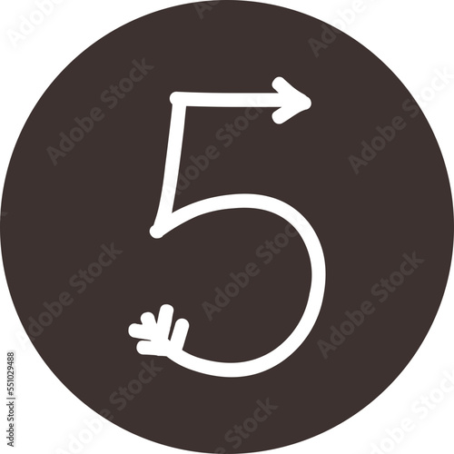 Arrow direction alphabet flat 5 numeric letters