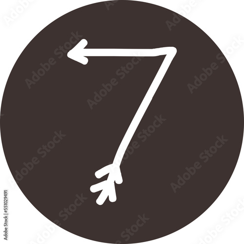 Arrow direction alphabet flat 7 numeric letters
