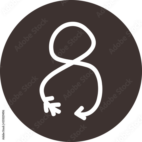Arrow direction alphabet flat 8 numeric letters