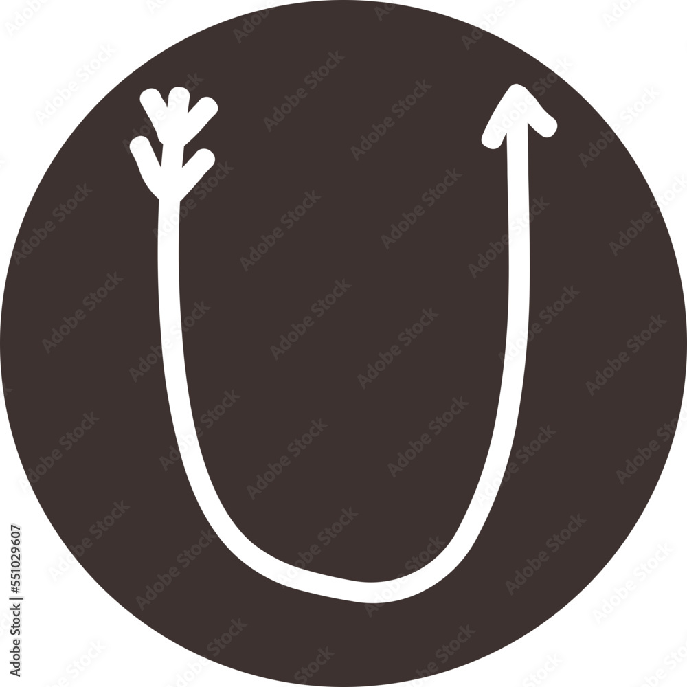 Arrow direction alphabet flat U Uppercase letters