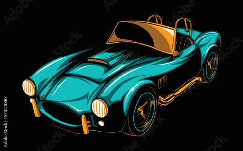 Abstract American Classic Sport Car. Glow, Shine and Neon Effect photo