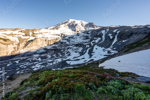 Obraz na płótnie Mount Rainier Landscape with Wildflowers in Foreground w salonie