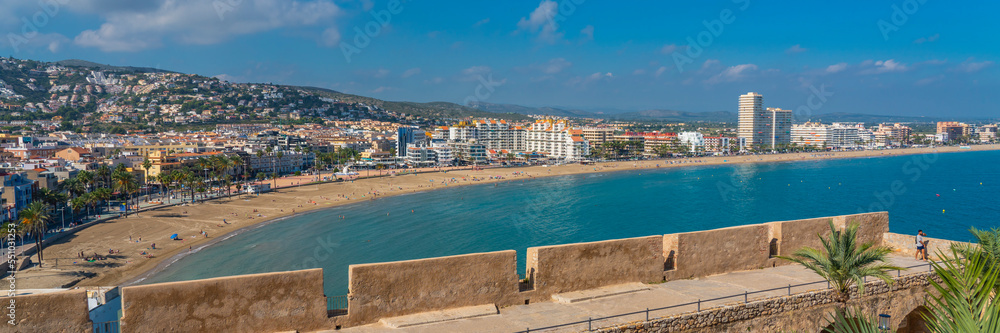 View over the coastline at Peniscola in the Costa del Azahar in Castellon, Valencian Community