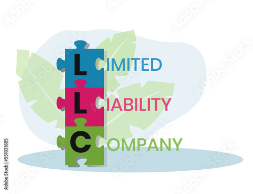 LLC - Limited liability company acronym. business concept background. vector illustration concept with keywords and icons. lettering illustration with icons for web banner, flyer, landing page