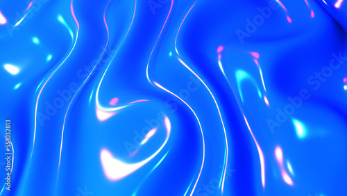 Blue plastic shiny background, latex glossy texture pattern, 3d render illustration.
