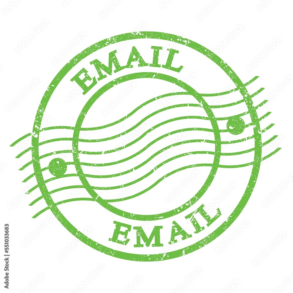EMAIL, text written on green postal stamp. EMAIL, text written on green postal stamp.