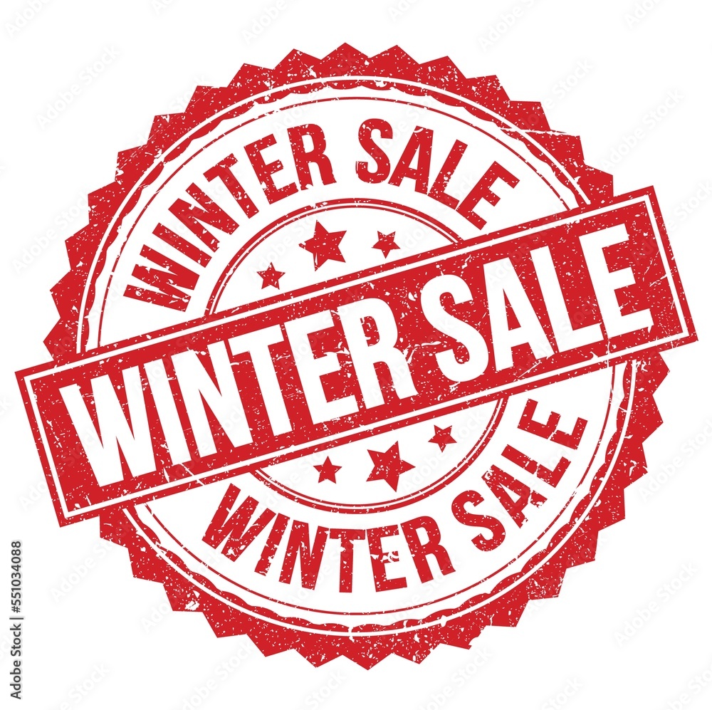 WINTER SALE text on red round stamp sign WINTER SALE text on red round stamp sign
