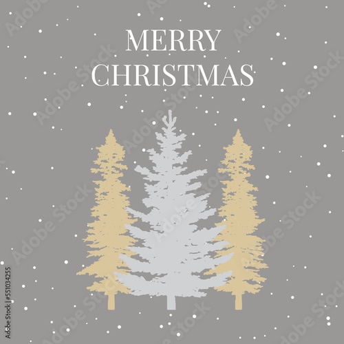 Decorative Christmas background with hand drawn trees design