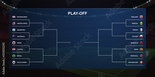 Football playoff tournament bracket, broadcast graphic soccer template