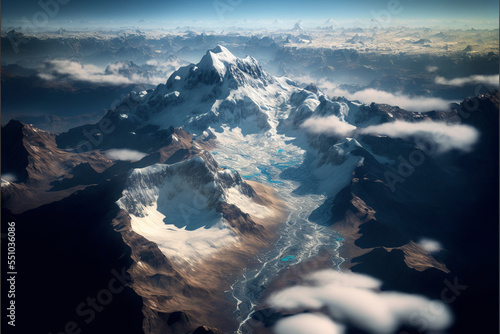 Rock mountain peak,view from an airplaine,digital art,illustration,Design,vector,art
 photo