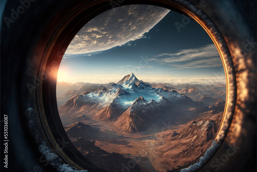 Rock mountain peak,view from an airplaine,digital art,illustration,Design,vector,art photo