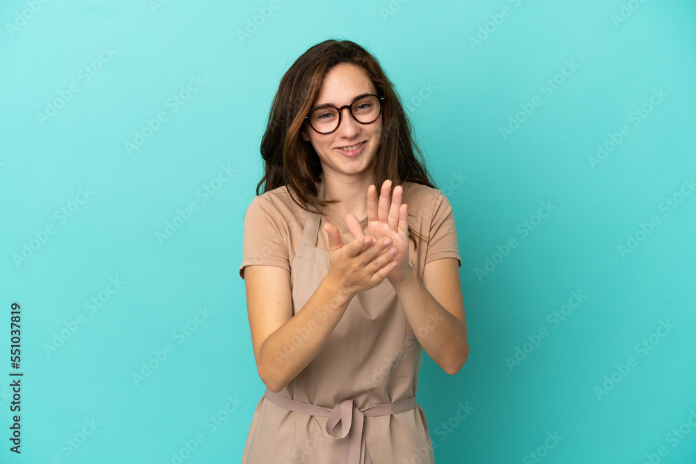 Restaurant waiter applauding after presentation in a conference Restaurant waiter applauding after presentation in a conference