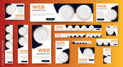 Web advertising banner template design. Modern web layout set with standard size. vector