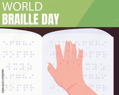illustration vector graphic of palm on braille book, perfect for international day, world braille day, celebrate, greeting card, etc.