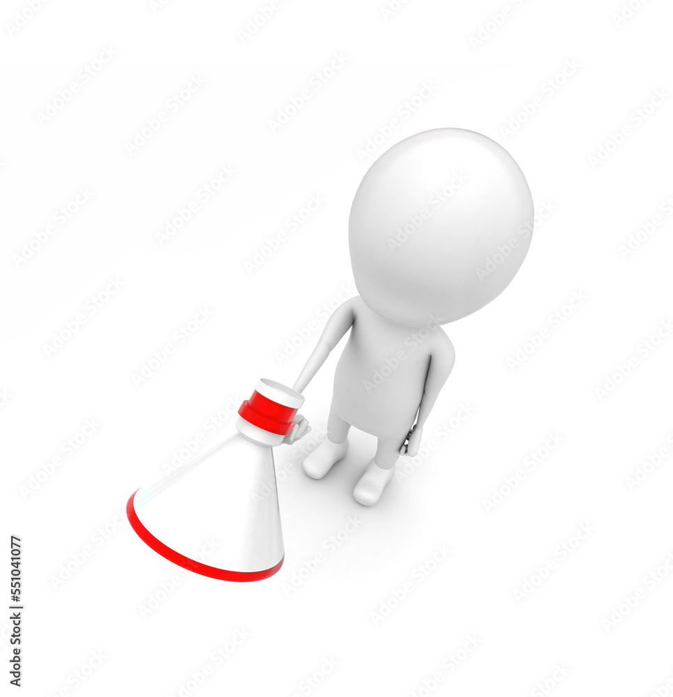 3d man walking with speaker in hand concept 3d man walking with speaker in hand concept