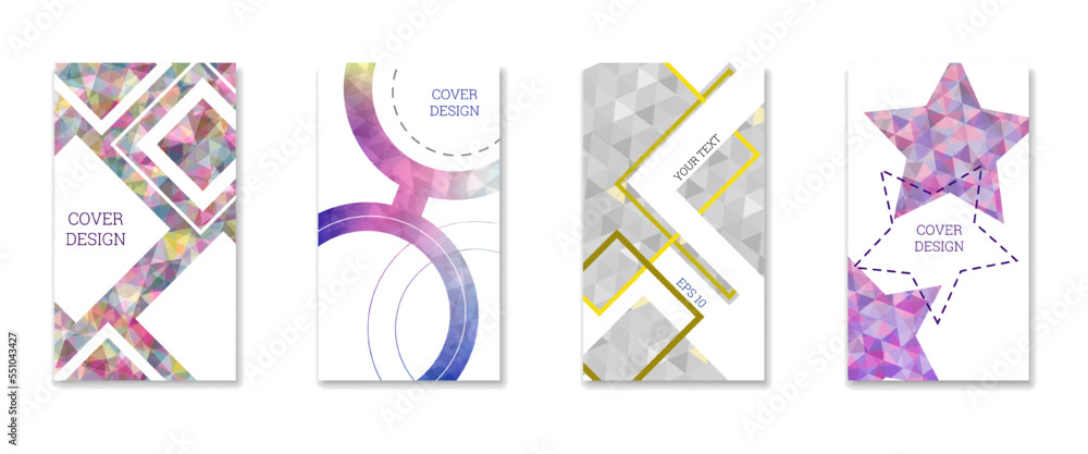 Cover design. Set of 4 covers. Imitation of crumpled paper. Unusual ...
