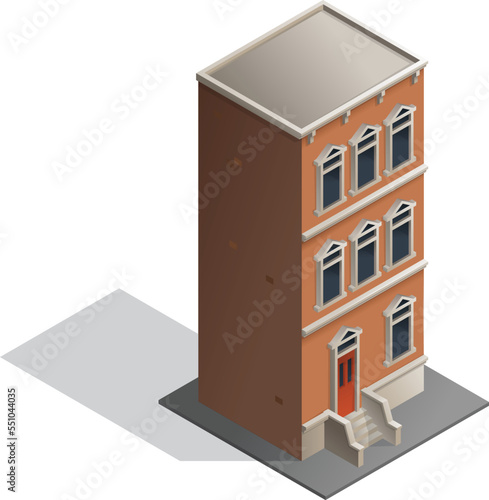 Isometric old apartment building illustration