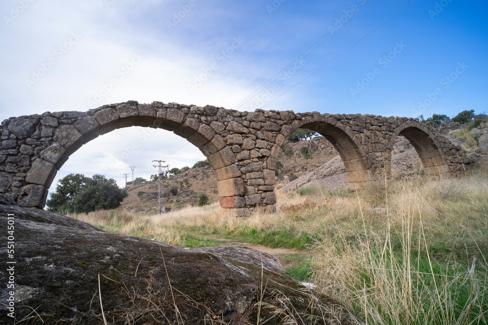 A part of an ancient Roman aqueduct that supplied the city with water.