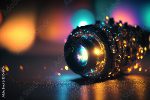 Photographic camera lens with bokeh light
