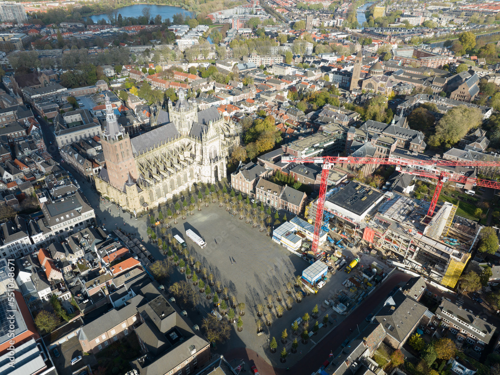's-Hertogenbosch, Sint-Janskathedraal and the parade square, city unofficially called Den Bosch capital of the province of North Brabant. The Netherlands. Historic center fortified city wall skyline.