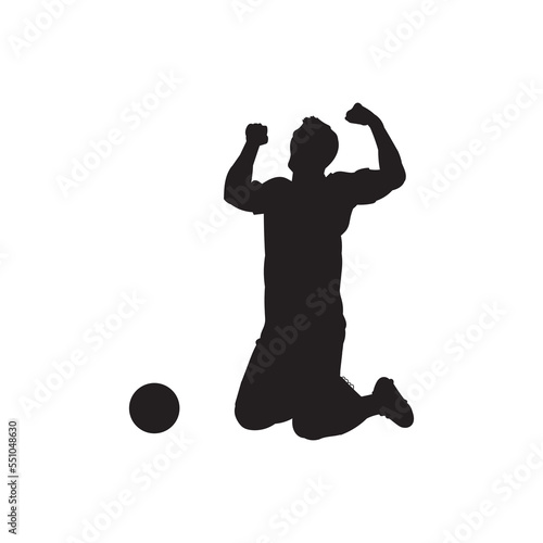 Male football soccer player isolated vector silhouette.